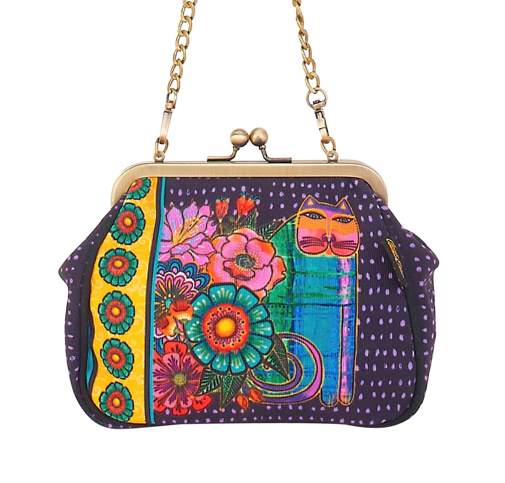 Sun N Sand Laurel Burch Artistic Mini Crossbody Purse - Feline Friends Design