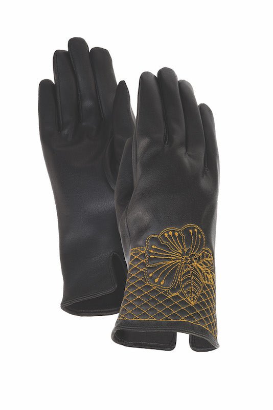 Blossom Cuff Touchscreen Gloves - Gold/Black - Laurel Burch Studios
