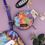 Blossoming Florals Round Zipper Case with Ring Clasp - Laurel Burch Studios