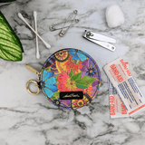 Blossoming Florals Round Zipper Case with Ring Clasp - Laurel Burch Studios