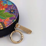 Blossoming Florals Round Zipper Case with Ring Clasp - Laurel Burch Studios