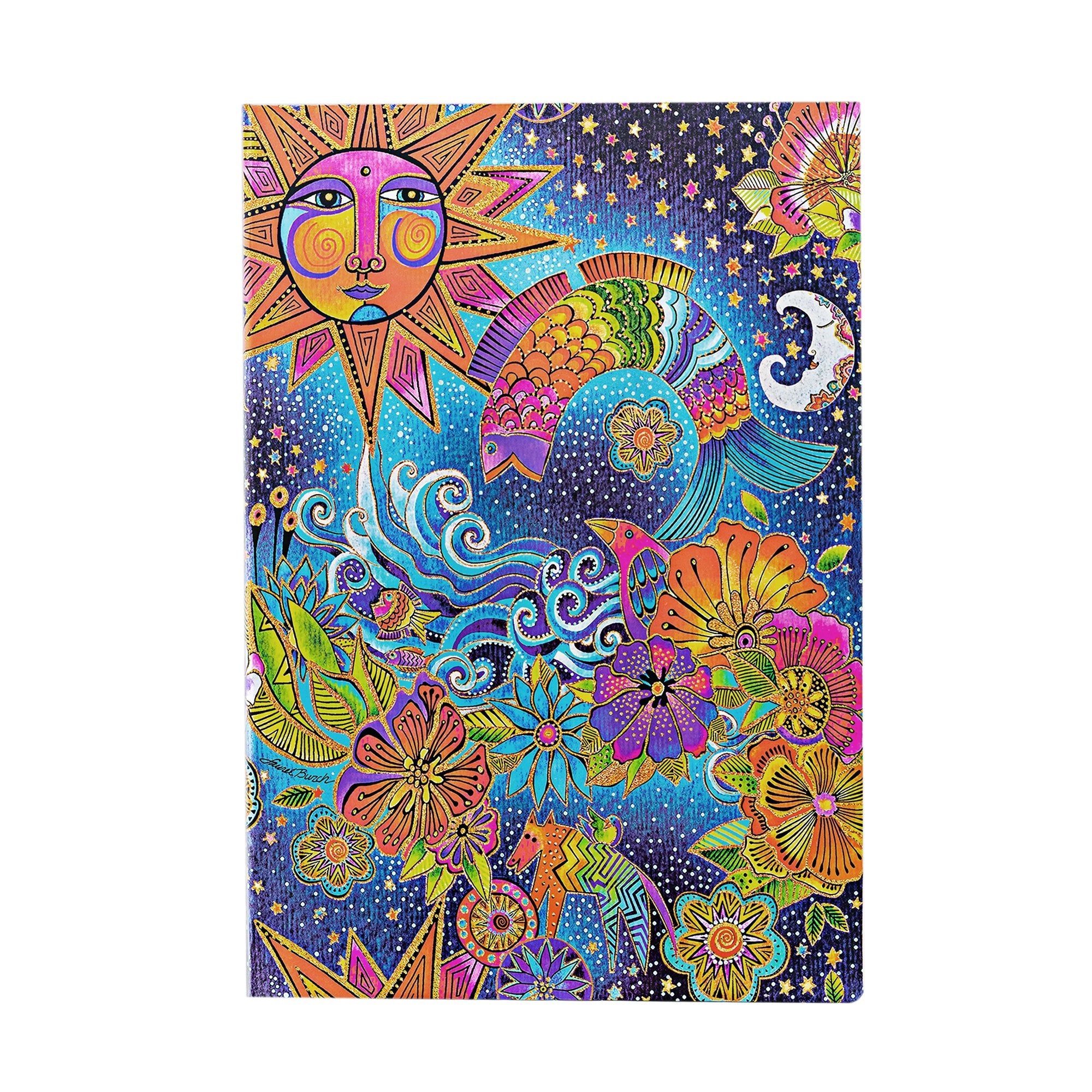 Laurel Burch Sun & Moon Women’s Socks – Purple Mid Calf Crew Socks (1 Pair)