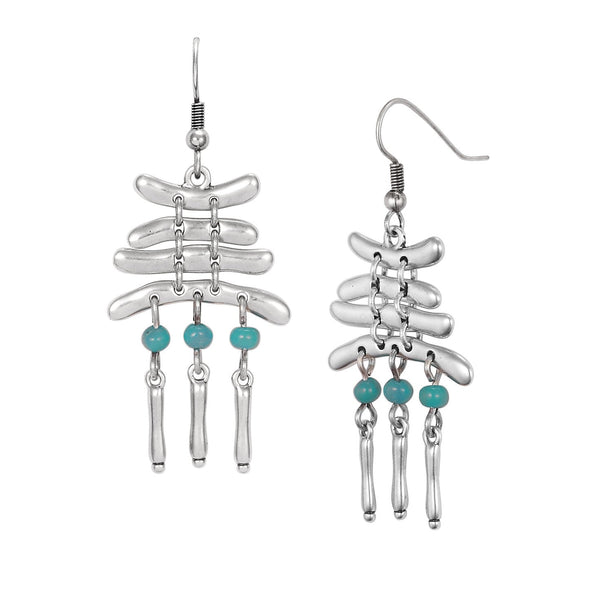 Cole Earrings - Silver/Turquoise Beads - Laurel Burch Studios