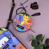 Dog and Doggies Round Zipper Case with Ring Clasp - Laurel Burch Studios