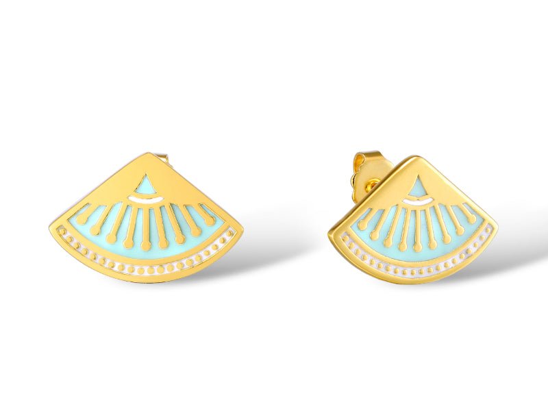 Laurel Burch Studios Uchiwa Fan Stud Earrings