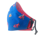 Fantastic Fish Reversible Cotton Face Mask - Cobalt - Laurel Burch Studios