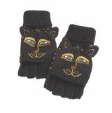 Feline Flip Mittens - Black/Gold - Laurel Burch Studios