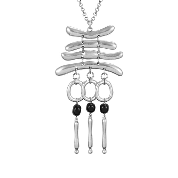 Fell Necklace - Silver/Black Beads - Laurel Burch Studios