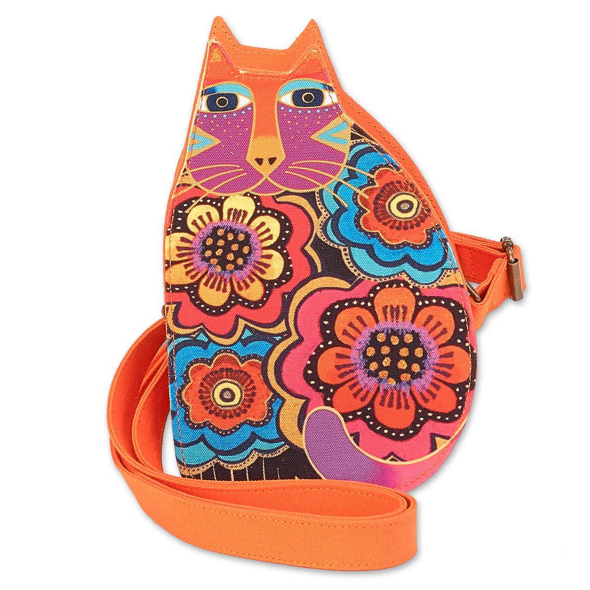 Cat and Flower Applique Crossbody Sling Bag
