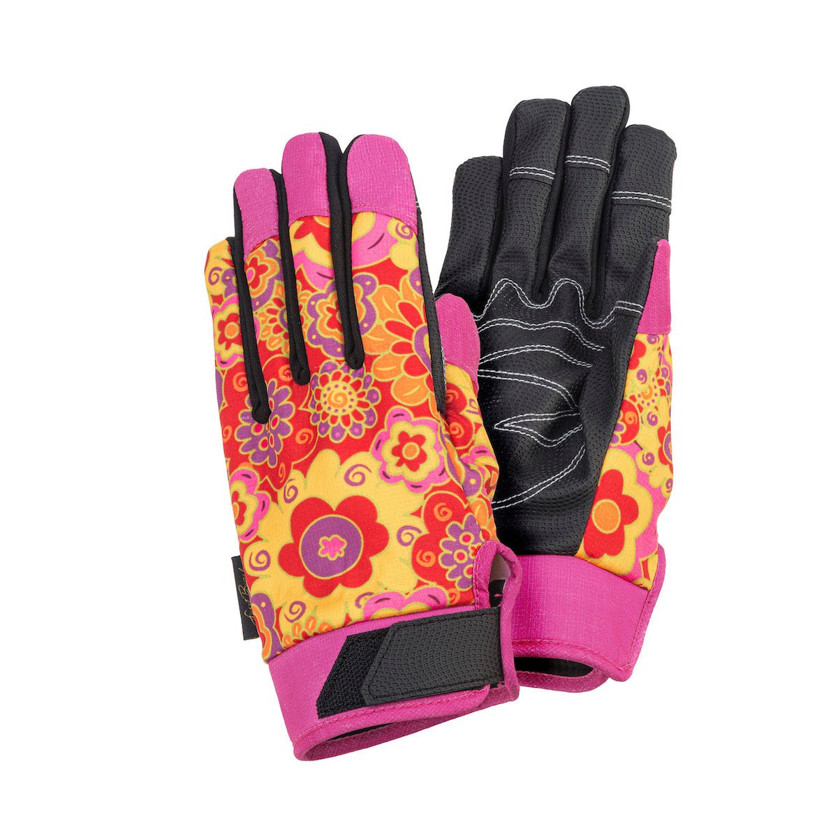 Laurel Burch Work Gloves, Red Floral