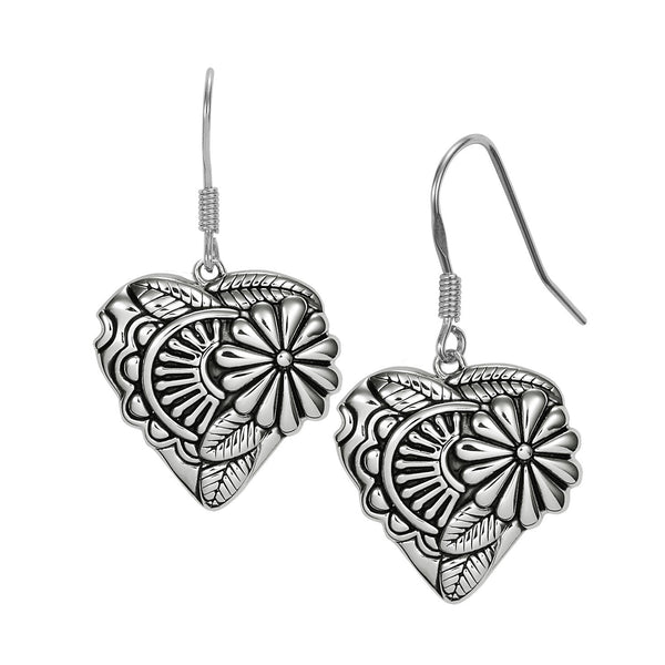 Flowering Heart Earrings - Sterling Silver - Laurel Burch Studios