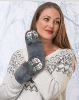 Fluffy Cat Critter Mittens - Grey - Laurel Burch Studios