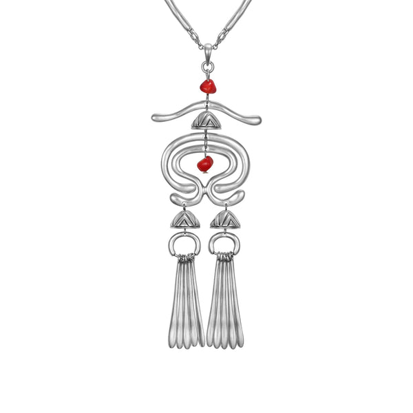 Haight Necklace - Silver/Red Beads - Laurel Burch Studios