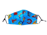 Kids' Alphabet Reversible Cotton Face Mask - Blue - Laurel Burch Studios