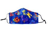 Kids' Alphabet Reversible Cotton Face Mask - Cobalt - Laurel Burch Studios