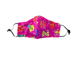 Kids' Alphabet Reversible Cotton Face Mask - Fuchsia - Laurel Burch Studios