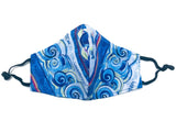 Kids' Ocean Waves Reversible Cotton Face Mask - Blue - Laurel Burch Studios