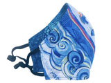 Kids' Ocean Waves Reversible Cotton Face Mask - Blue - Laurel Burch Studios