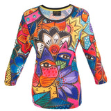 Laurel's Garden Women's T-Shirt - 3/4 Sleeve - Laurel Burch Studios