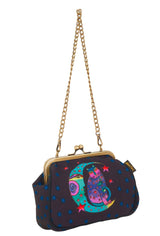 Moonside Cat Clasp Purse with Shoulder Strap - Laurel Burch Studios