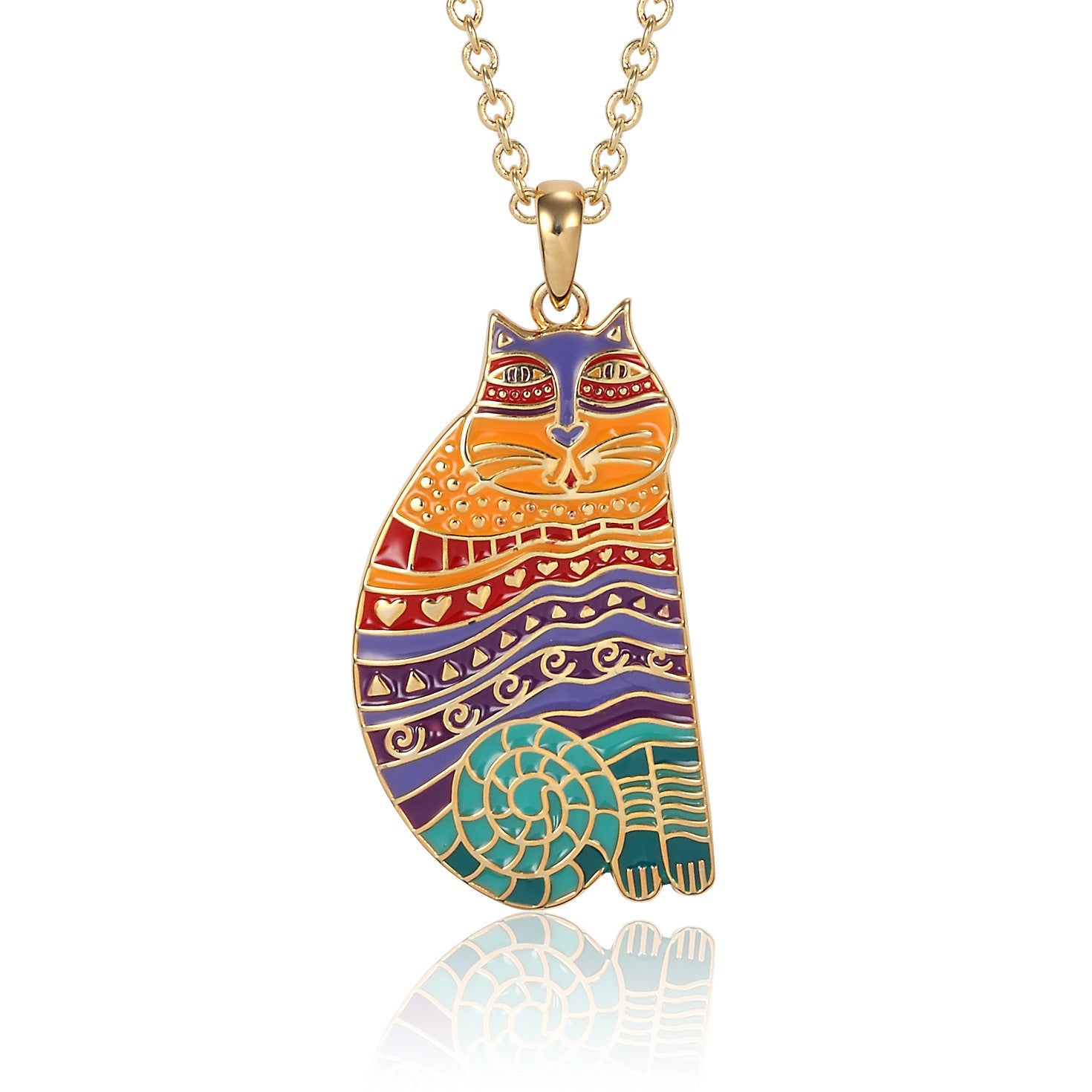 Rainbow Cat Necklace | Gold/Multi | Laurel Burch Studios