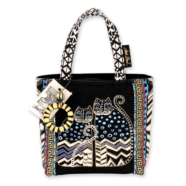 Small Polka Dot Gatos Tote Black Laurel Burch Studios