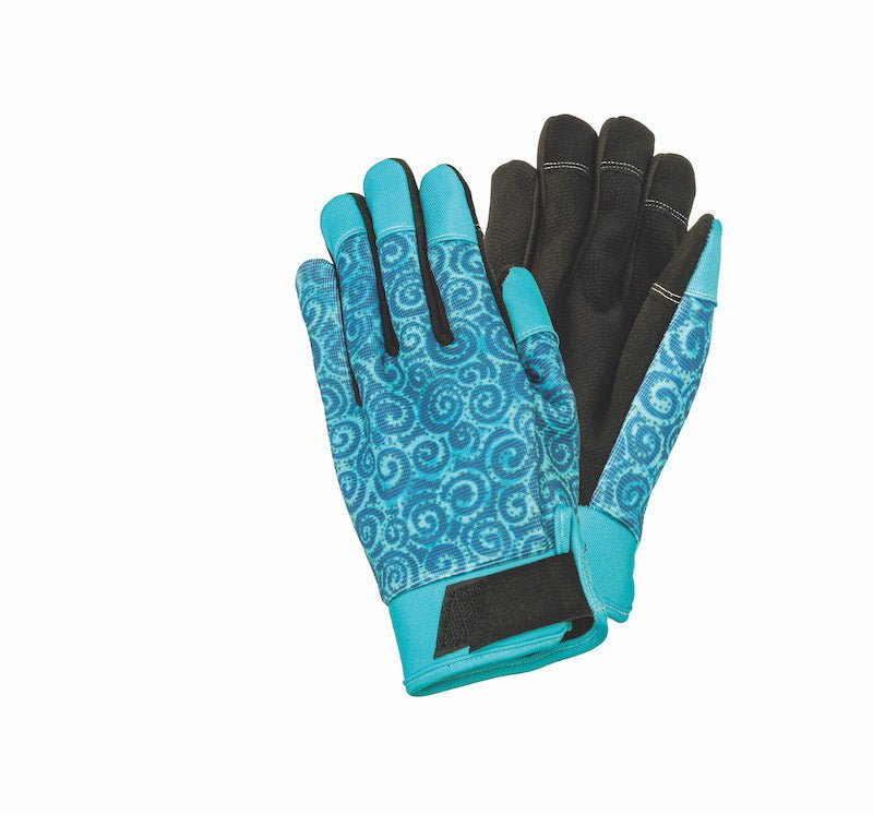 blue gardening gloves Laurel Burch Teal Swirl Work Gloves Blue One Size