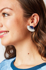 Uchiwa Fan Stud Earrings - Indigo - Laurel Burch Studios