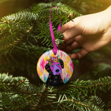 Violet Doggy Porcelain Keepsake Ornament - Laurel Burch Studios