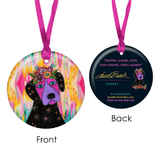 Violet Doggy Porcelain Keepsake Ornament - Laurel Burch Studios