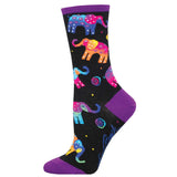 Women's Ellies Crew Socks - Black - Laurel Burch Studios