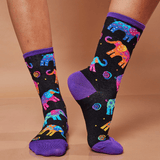 Women's Ellies Crew Socks - Black - Laurel Burch Studios