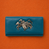 Vintage Racing Horses Leather Wallet