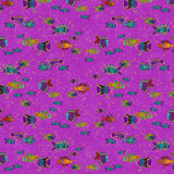 Oceania Fish by-the-yard - Orchid/Gold Metallic