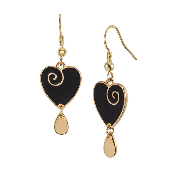 Amour Heart Earrings - Gold - Laurel Burch Studios