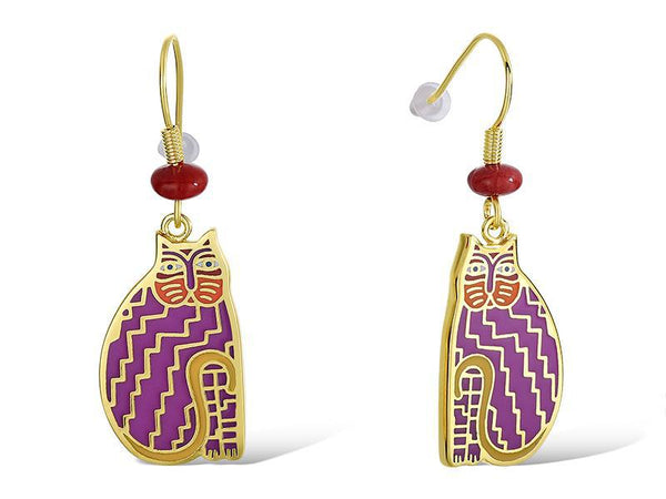 Tribal Cat Earrings - Fuchsia
