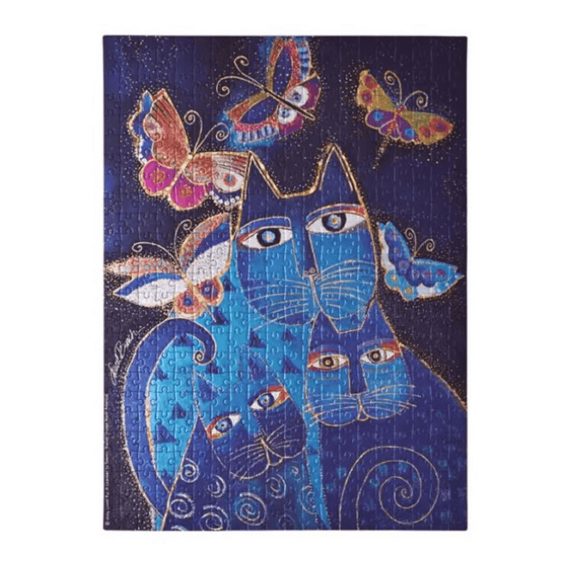 Blue Cats & Butterflies 500 - Piece Puzzle - Laurel Burch Studios