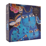 Blue Cats & Butterflies 500 - Piece Puzzle - Laurel Burch Studios