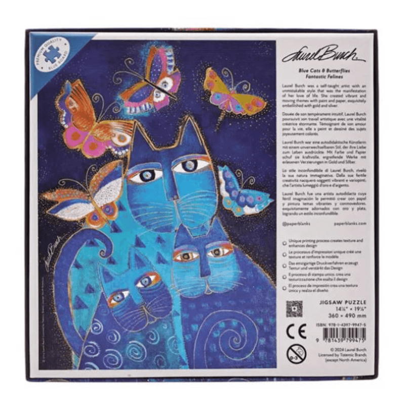 Blue Cats & Butterflies 500 - Piece Puzzle - Laurel Burch Studios