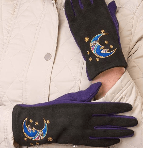 Brother Moon Embroidered Touchscreen Gloves - Laurel Burch Studios