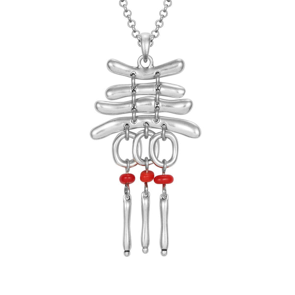 Cole Necklace - Silver/Red Beads - Laurel Burch Studios