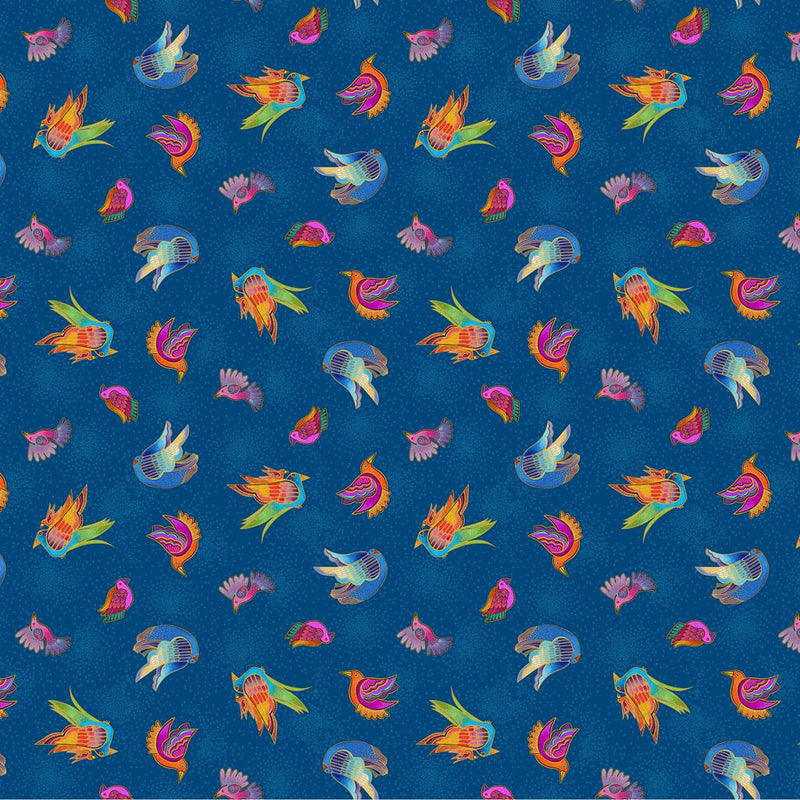 Fantasticats Birds by - the - yard - Blue - Laurel Burch Studios