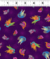 Fantasticats Birds by - the - yard - Dark Purple - Laurel Burch Studios