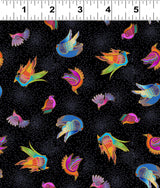 Fantasticats Birds by - the - yard - Multi/Black - Laurel Burch Studios