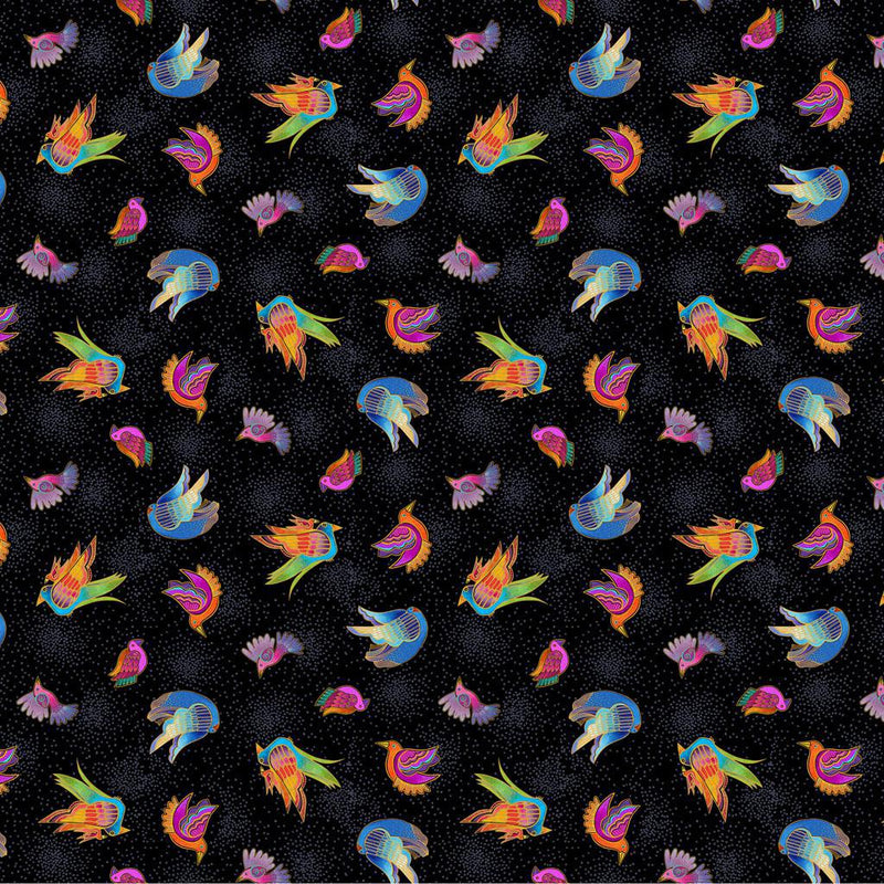 Fantasticats Birds by - the - yard - Multi/Black - Laurel Burch Studios