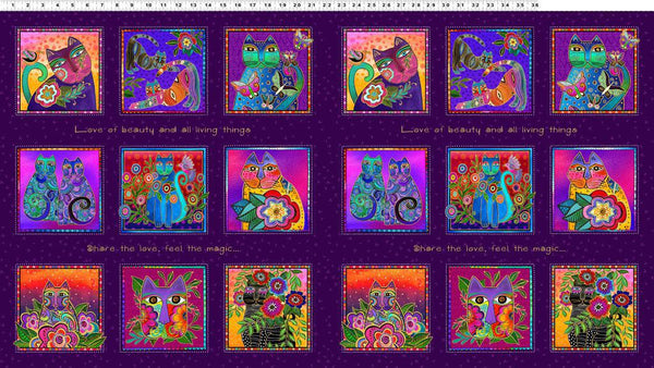 Fantasticats Blocks by - the - yard - Dark Purple - Laurel Burch Studios