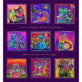 Fantasticats Blocks by - the - yard - Dark Purple - Laurel Burch Studios