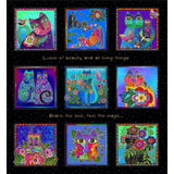 Fantasticats Blocks by - the - yard - Multi/Black - Laurel Burch Studios
