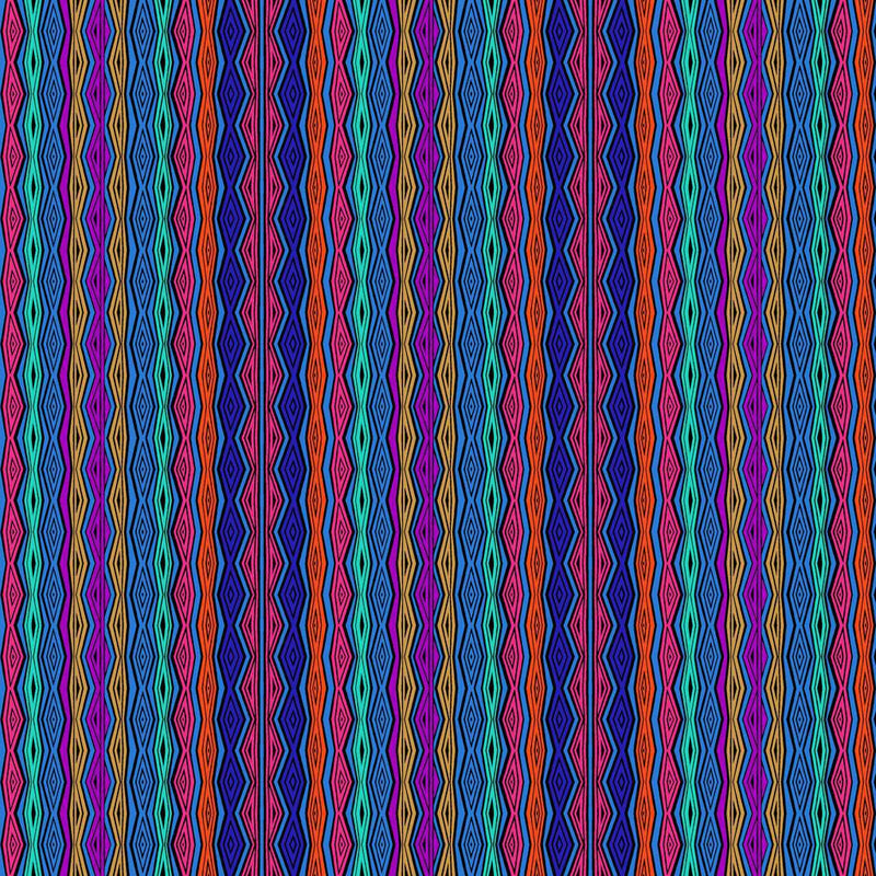 Fantasticats Geo Stripe by - the - yard - Blue - Laurel Burch Studios