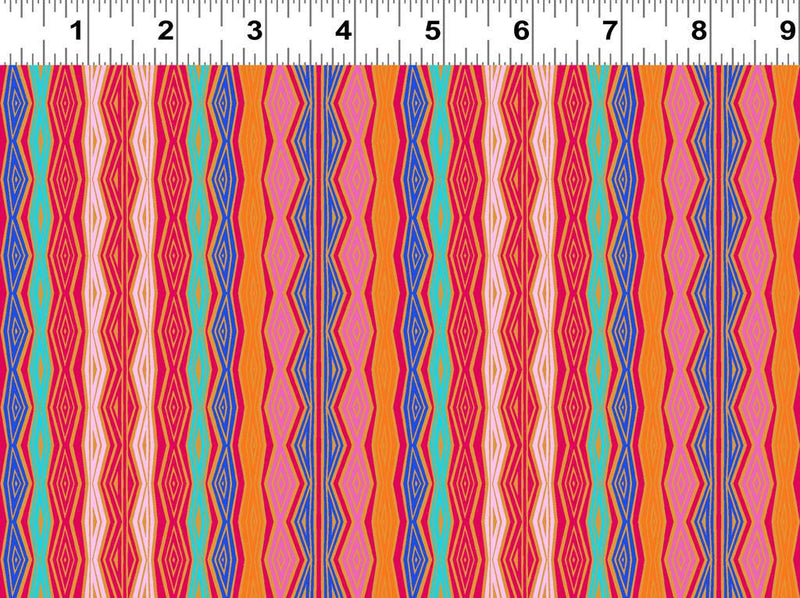 Fantasticats Geo Stripe by - the - yard - Orange - Laurel Burch Studios